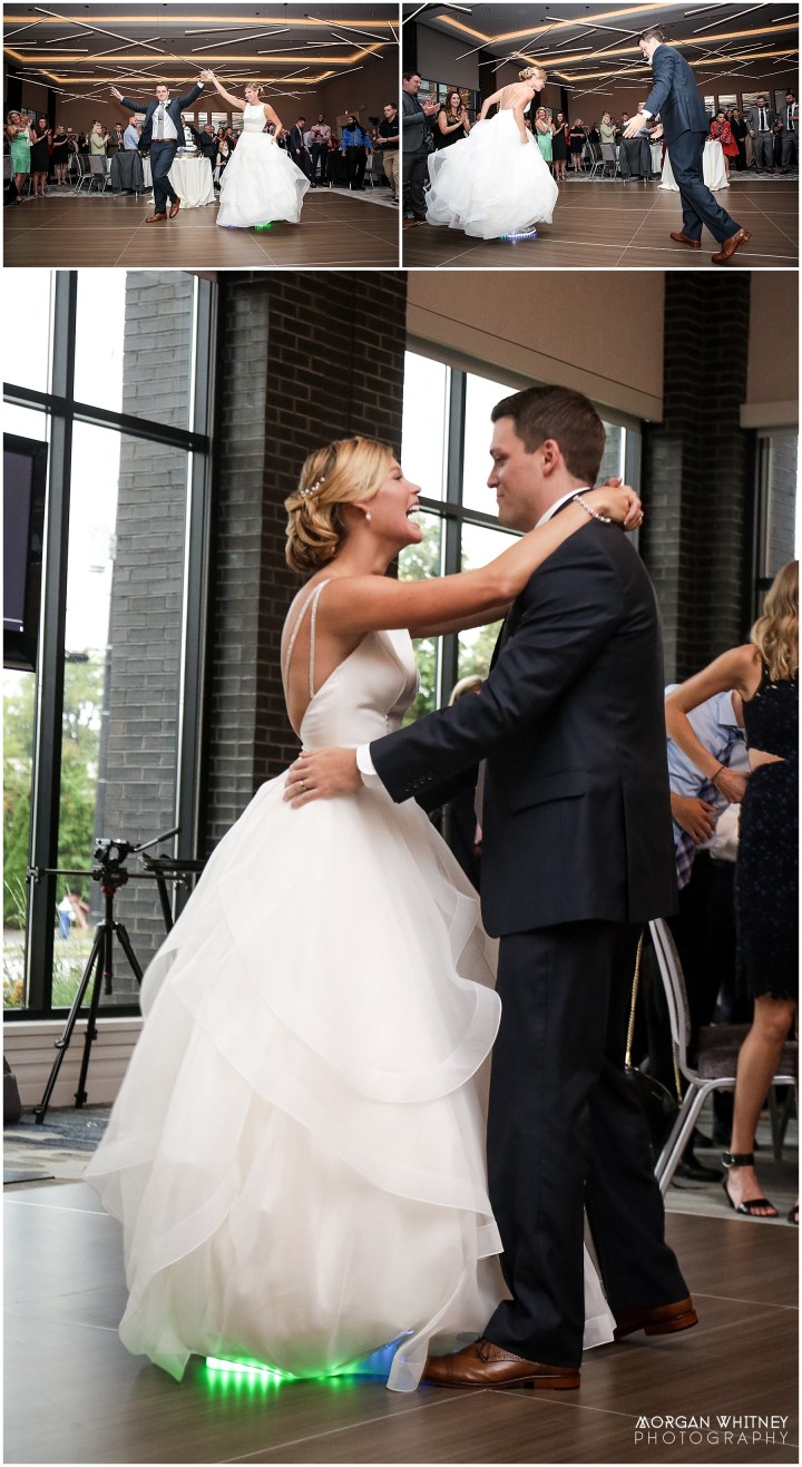 Wedding portriats on the Main Street Bridge in Columbus, Ohio