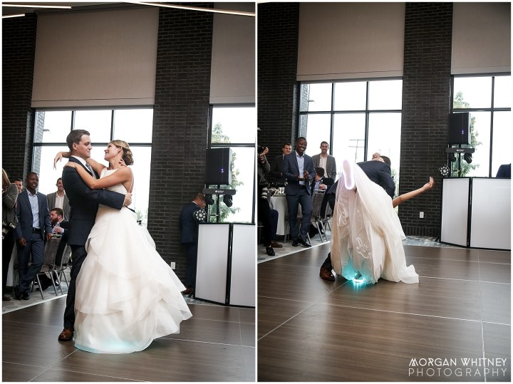 Wedding portriats on the Main Street Bridge in Columbus, Ohio