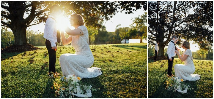 Melissa Petty doing yoga before her wedding 