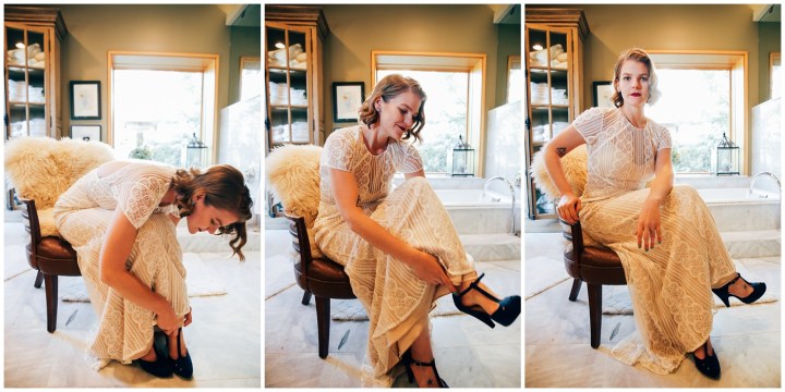 Melissa Petty doing yoga before her wedding 