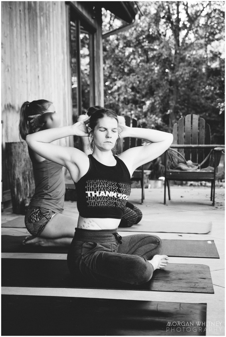 Melissa Petty doing yoga before her wedding 