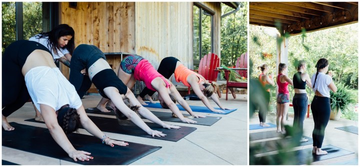 Melissa Petty doing yoga before her wedding 