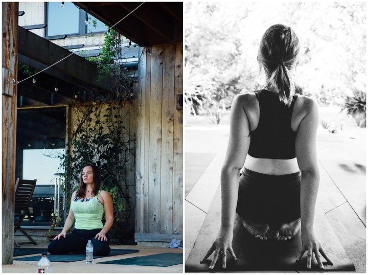 Melissa Petty doing yoga before her wedding 